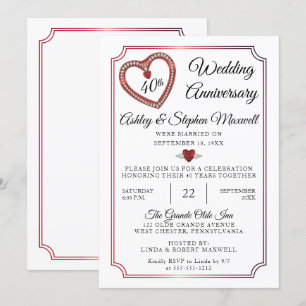 Invitation Rubis Diamants Fête d'anniversaire de mariage de