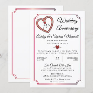 Invitation Rubis   Diamants Fête des 15 ans de mariage