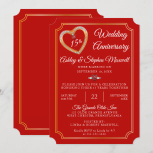 Invitation Rubis   Diamants Fête des 15 ans de mariage