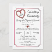 Invitation Rubis | Diamants Soirée des 40 ans de mariage (Devant)