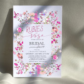 Invitation Rubis élégant et Fête des mariées florale Rose