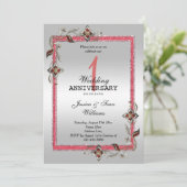 Invitation Rubis, Paillettes & Argent 1ers Noces (Debout devant)
