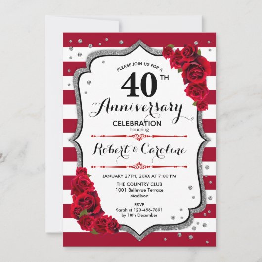 Invitation Rubis Rouge 40e Anniversaire (Devant)
