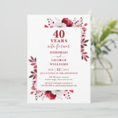 Invitation Ruby 40e anniversaire de Mariage Monogramme floral (Debout devant)