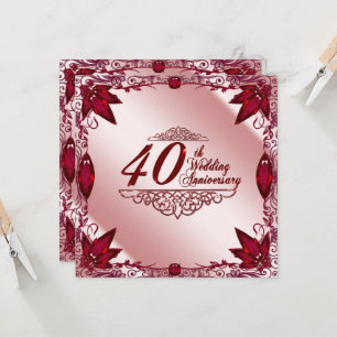 Invitation Ruby 40e anniversaire du Mariage 5.25x5.25 Invitat