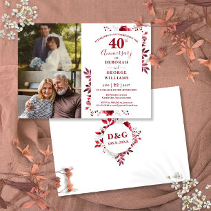 Invitation Ruby 40e anniversaire du Mariage Alors et maintena