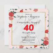 Invitation Ruby 40e anniversaire Mariage typographie personna (Devant)