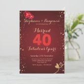 Invitation Ruby 40e Mariage Anniversaire Parties scintillant  (Debout devant)