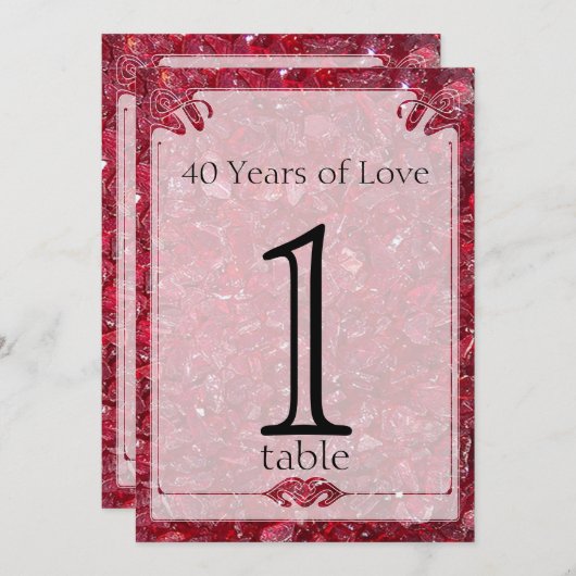 Invitation Ruby 40th Anniversary Numéro de tableau (Devant / Derrière)