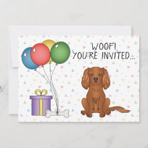 Invitation Ruby Cavalier King Charles Spaniel Chien - Anniver
