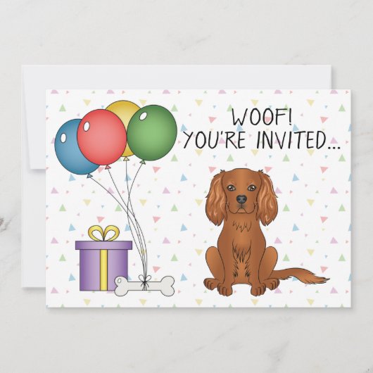Invitation Ruby Cavalier King Charles Spaniel Chien - Anniver (Devant)