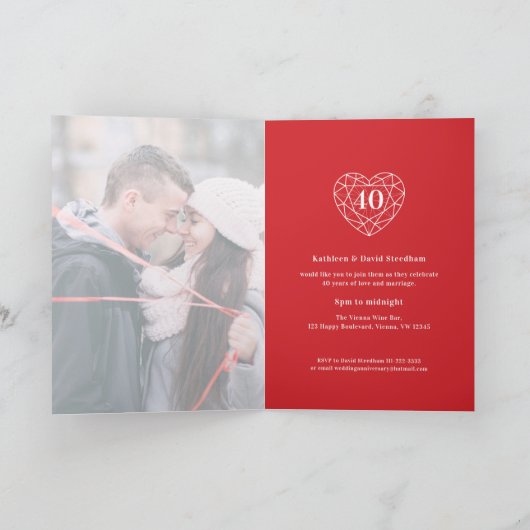 Invitation Ruby célébrant 40 ans d'amour 40e anniversaire (Intérieur)