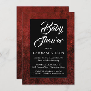 Invitation Ruby Crimson Rouge   Classic Grunge Baby shower