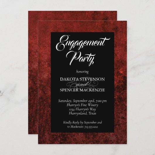 Invitation Ruby Crimson Rouge | Groupe d'engagement classique (Devant / Derrière)
