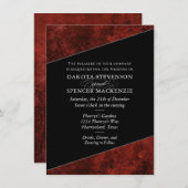 Invitation Ruby Crimson Rouge | Noms des Mariages de grunge c (Devant / Derrière)