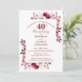 Invitation Ruby Elegant Floral 40e anniversaire Mariage (Debout devant)