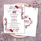 Invitation Ruby Elegant Floral 40e anniversaire Mariage