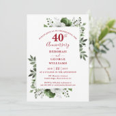 Invitation Ruby Élégant Verdure 40e anniversaire de mariage  (Debout devant)