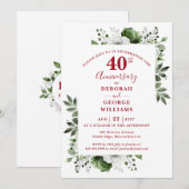 Invitation Ruby Élégant Verdure 40e anniversaire de mariage  (Devant / Derrière)