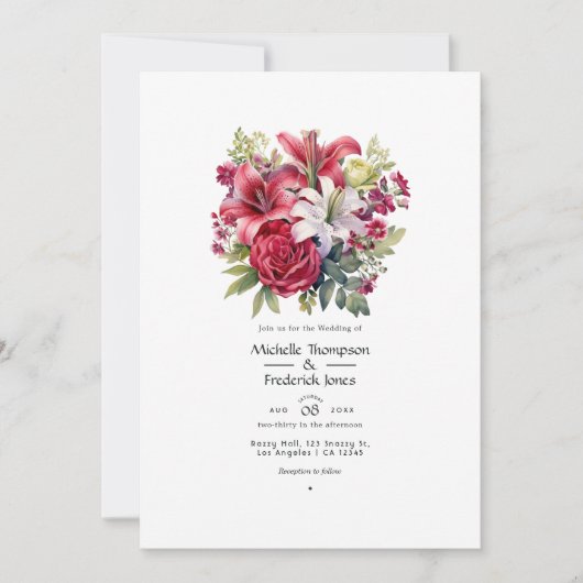 Invitation Ruby et Sage Floral Mariage d'hiver (Devant)