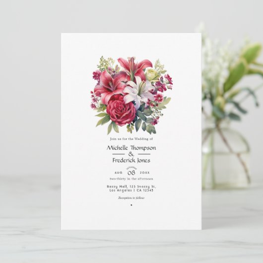 Invitation Ruby et Sage Floral Mariage d'hiver (Debout devant)