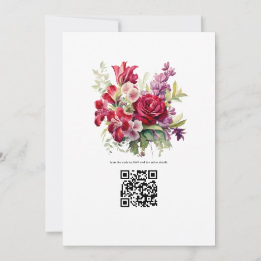 Invitation Ruby et Sage Floral Mariage d'hiver (Dos)