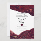 Invitation Ruby Garnet et Gold Strata Agate Mr & Mrs Mariage (Devant)