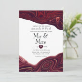 Invitation Ruby Garnet et Gold Strata Agate Mr & Mrs Mariage (Debout devant)