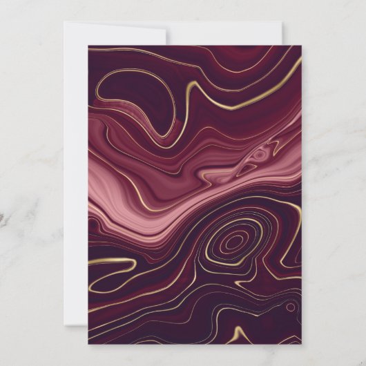 Invitation Ruby Garnet et Gold Strata Agate Mr & Mrs Mariage (Dos)