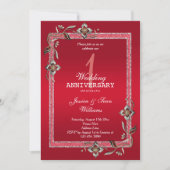 Invitation Ruby Gem & Parties scintillant 1er anniversaire Ma (Devant)