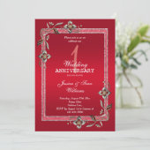 Invitation Ruby Gem & Parties scintillant 1er anniversaire Ma (Debout devant)