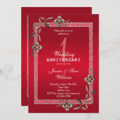 Invitation Ruby Gem & Parties scintillant 1er anniversaire Ma (Devant / Derrière)