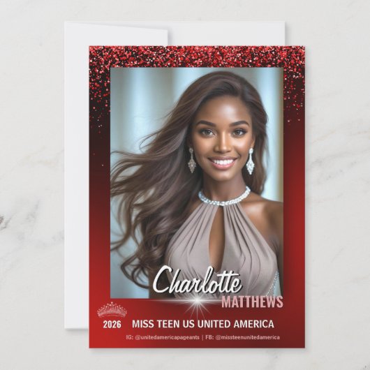 Invitation Ruby Glimmer Pageant Promo Card | QR Code (Devant)