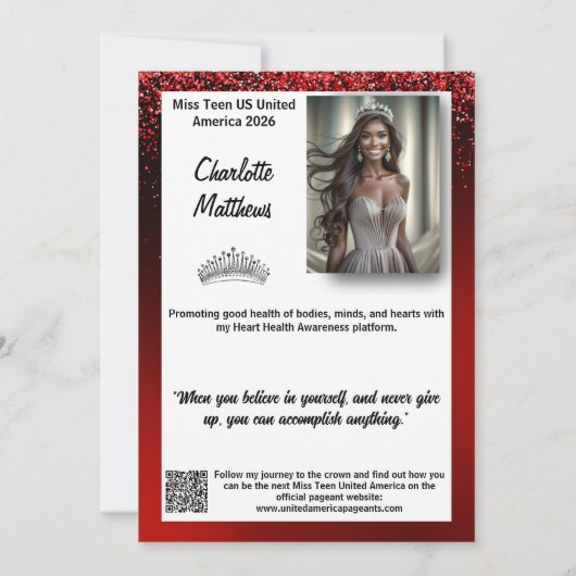 Invitation Ruby Glimmer Pageant Promo Card | QR Code (Dos)