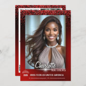 Invitation Ruby Glimmer Pageant Promo Card | QR Code (Devant / Derrière)