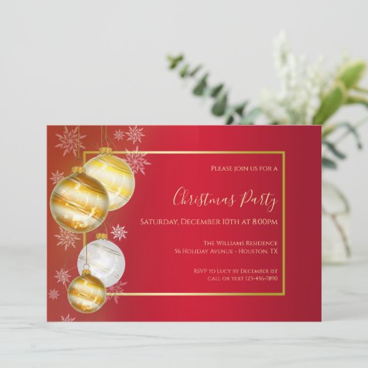 Invitation Ruby & Gold Festive Christmas Party (Debout devant)