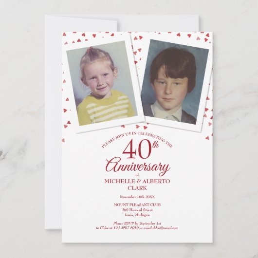 Invitation Ruby Mariage 40e anniversaire Enfance Photos (Devant)