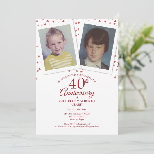 Invitation Ruby Mariage 40e anniversaire Enfance Photos (Debout devant)
