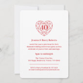 Invitation Ruby Mariage Anniversaire 40 ans photo (Dos)