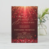 Invitation Ruby More Precious Red Gold Glitter 80th Birthday (Debout devant)