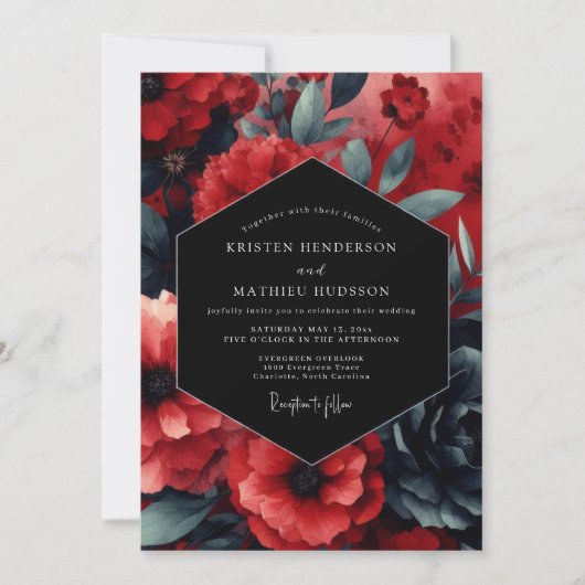 Invitation Ruby Nocturne Bloom Wedding (Devant)