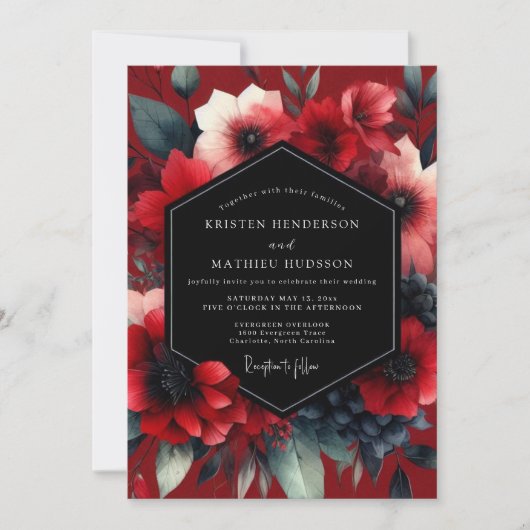 Invitation Ruby Noir Anemone Wedding (Devant)