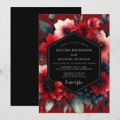 Invitation Ruby Noir Anemone Wedding (Devant / Derrière)