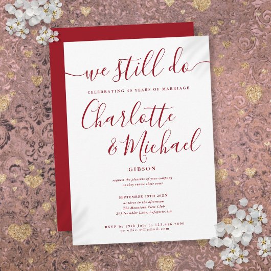 Invitation Ruby Nous Faisons Encore Script Vow Renouvellement