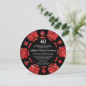 Invitation Ruby Parties scintillant Poker Chip 40e anniversai (Debout devant)