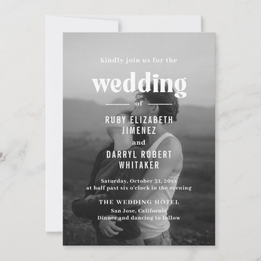 Invitation Ruby Photo Mariage moderne (Devant)