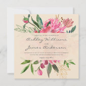 Invitation Ruby Pink Peony Floral Bouquet Mariage ivoire (Devant)