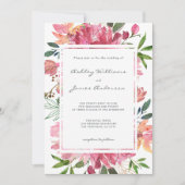 Invitation Ruby Pink Peony Floral Mariage botanique (Devant)