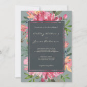 Invitation Ruby Pink Peony Mariage vert floral (Devant)