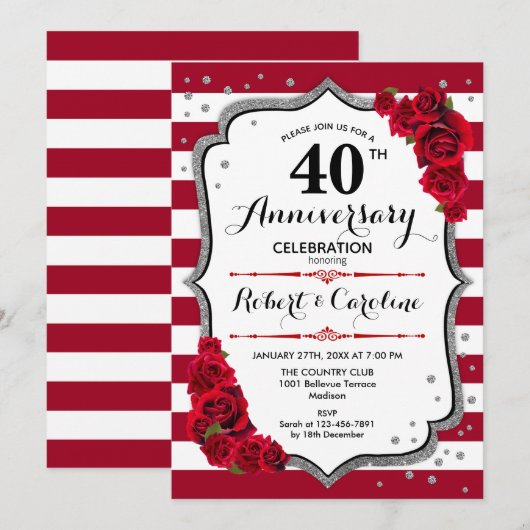 Invitation Ruby Red 40e Anniversaire (Devant / Derrière)
